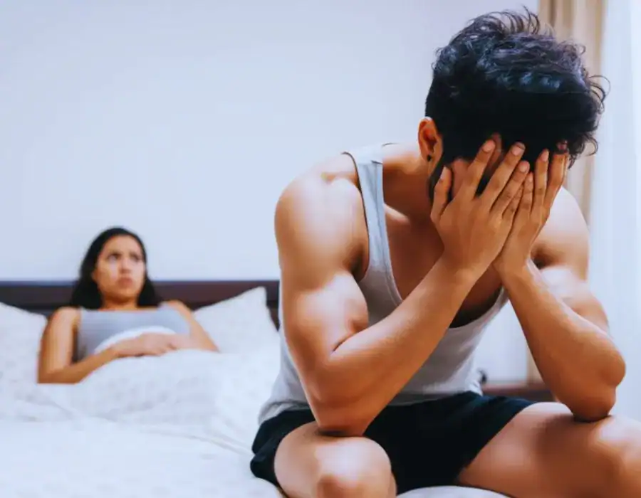 Image of upset man in need of erectile dysfunction treatment Harwich
